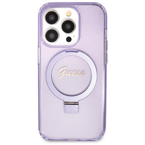 Guess GUHMP14XHRSGSU iPhone 14 Pro Max 6.7" lila kemény tok Ring Stand Script Glitter MagSafe - Image 2