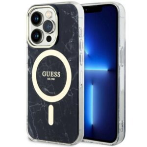 Guess GUHMP14XPCUMAK iPhone 14 Pro Max 6.7" fekete keménytok Marble MagSafe