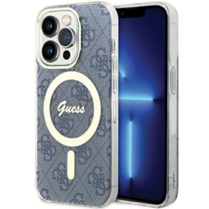 Guess GUHMP15LH4STB iPhone 15 Pro 6.1" kék keménytok IML 4G MagSafe