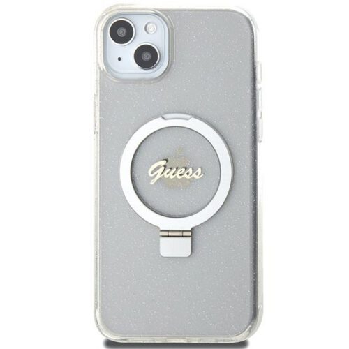 Guess GUHMP15MHRSGSD iPhone 15 Plus 6.7" átlátszó keménytok gyűrűs állvány Script Glitter MagSafe - Image 2
