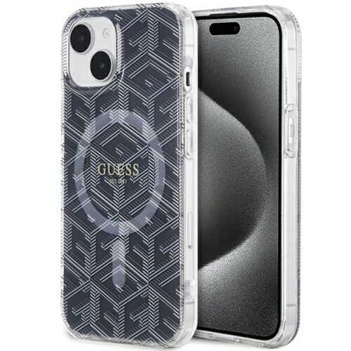 Guess GUHMP15SHGCUSTGK iPhone 15 6.1" fekete keménytok IML GCube MagSafe IML GCube MagSafe