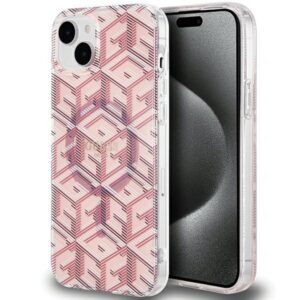 Guess GUHMP15SHGCUSTGP iPhone 15 6.1" rózsaszín keménytok IML GCube MagSafe