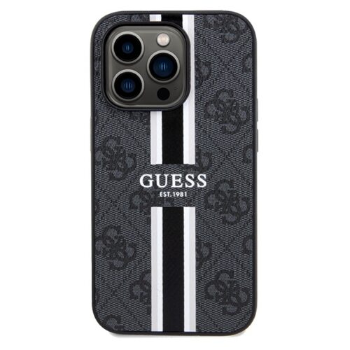 Guess GUHMP15XP4RPSK iPhone 15 Pro Max 6.7" fekete keménytok 4G nyomtatott csíkos MagSafe tok 4G - Image 2