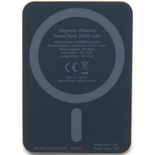 Guess Powerbank indukciós 5W GUPBM3ALGSGD 3000mAh arany MagSafe Metal Script Logo MagSafe Metal Script Logo - Image 2