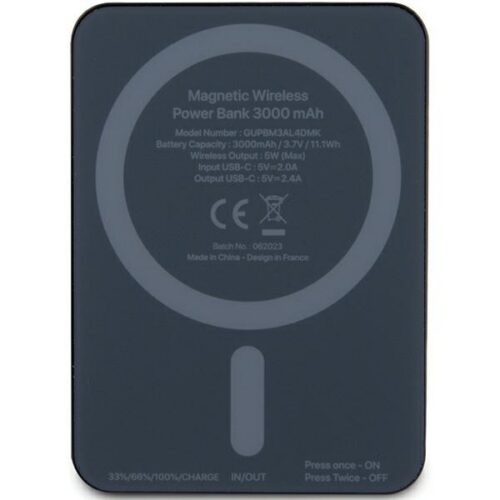 Guess Powerbank indukciós 5W GUPBM3ALGSGK 3000mAh fekete MagSafe Metal Script Logo MagSafe Metal Script Logo - Image 2