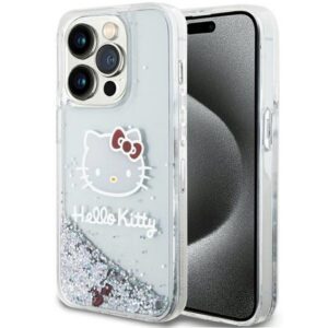 Hello Kitty HKHCP13XLIKHET iPhone 13 Pro Max 6.7" ezüst keménytok folyékony Glitter Charms Kitty Head