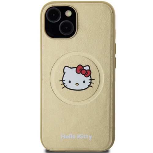 Hello Kitty HKHMP15SPGHCKD iPhone 15 6.1" arany keménytok bőr Kitty Head MagSafe - Image 2