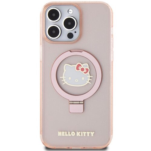 Hello Kitty HKHMP15XHRSGEP iPhone 15 Pro Max 6.7" rózsaszín keménytok gyűrűs állvány Glitter Electrop Logo MagSafe - Image 2