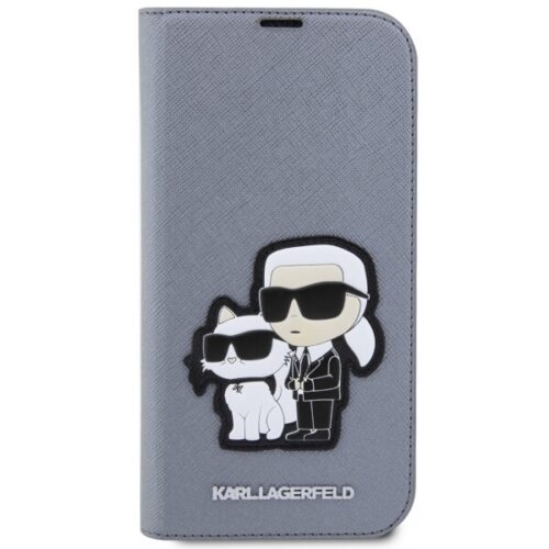 Karl Lagerfeld KLBKP14LSANKCPG iPhone 14 Pro 6.1" könyvtok ezüst Saffiano Karl & Choupette - Image 2