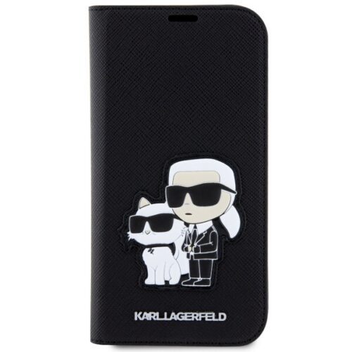 Karl Lagerfeld KLBKP14LSANKCPK iPhone 14 Pro 6.1" könyvtok fekete Saffiano Karl & Choupette - Image 2
