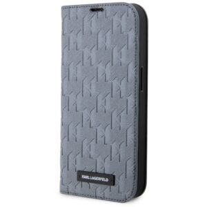 Karl Lagerfeld KLBKP14SSAKLHPG iPhone 14 6.1" könyvtok ezüst saffiano monogrammal