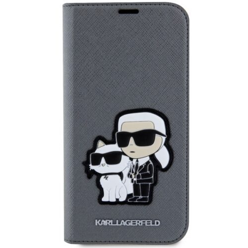 Karl Lagerfeld KLBKP14SSANKCPG iPhone 14 6.1" könyvtok ezüst Saffiano Karl & Choupette Karl és Choupette - Image 2