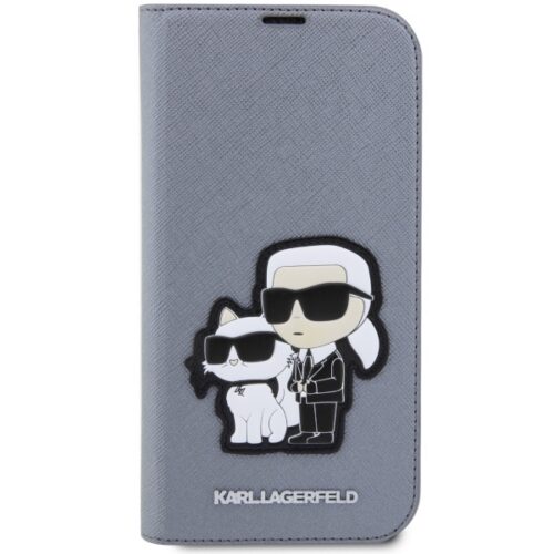 Karl Lagerfeld KLBKP14XSANKCPG iPhone 14 Pro Max 6.7" könyvtok ezüst Saffiano Karl & Choupette - Image 2