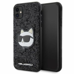 Karl Lagerfeld KLHCN61G2CPK iPhone 11 6.1" fekete keménytok Glitter Choupette Patch