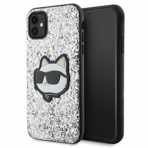 Karl Lagerfeld KLHCN61G2CPS iPhone 11 6.1" ezüst keménytok Glitter Choupette Patch