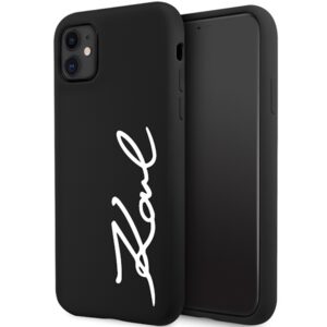 Karl Lagerfeld KLHCN61SKSSVGK iPhone 11 6.1" fekete keménytok szilikon aláírással