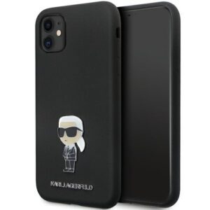 Karl Lagerfeld KLHCN61SMHKNPK iPhone 11 6.1" fekete szilikon ikonikus fém kitűző tok