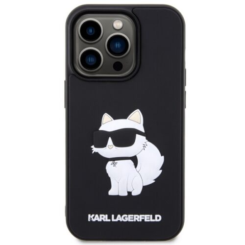 Karl Lagerfeld KLHCP14L3DRKHNK iPhone 14 Pro 6.1" fekete keménytok Rubber Choupette 3D - Image 2