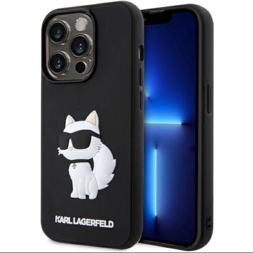 Karl Lagerfeld KLHCP14L3DRKHNK iPhone 14 Pro 6.1" fekete keménytok Rubber Choupette 3D