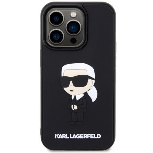 Karl Lagerfeld KLHCP14L3DRKINK iPhone 14 Pro 6.1" fekete keménytok Gumiból készült ikonikus 3D keménytok - Image 2