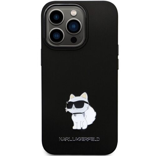 Karl Lagerfeld KLHCP14XSMHCNPK iPhone 14 Pro Max 6.7" fekete/barna keménytok szilikon C fém kitűző - Image 2