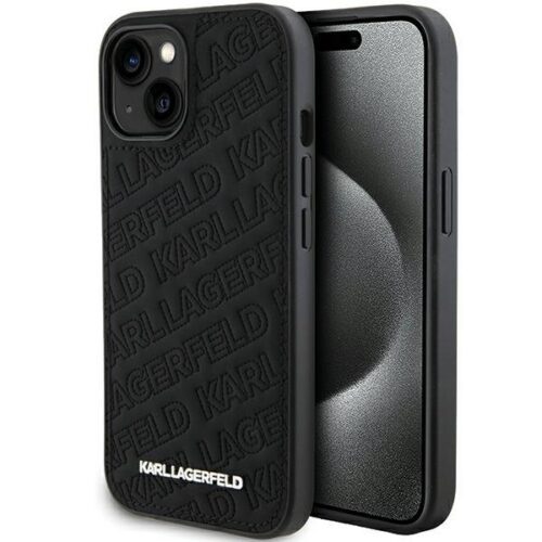 Karl Lagerfeld KLHCP15MPQKPMK iPhone 15 Plus 6.7" fekete keménytok steppelt K minta