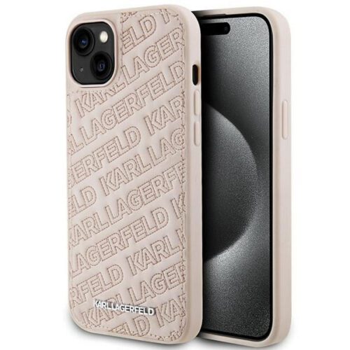 Karl Lagerfeld KLHCP15MPQKPMP iPhone 15 Plus 6.7" rózsaszín keménytok steppelt K minta