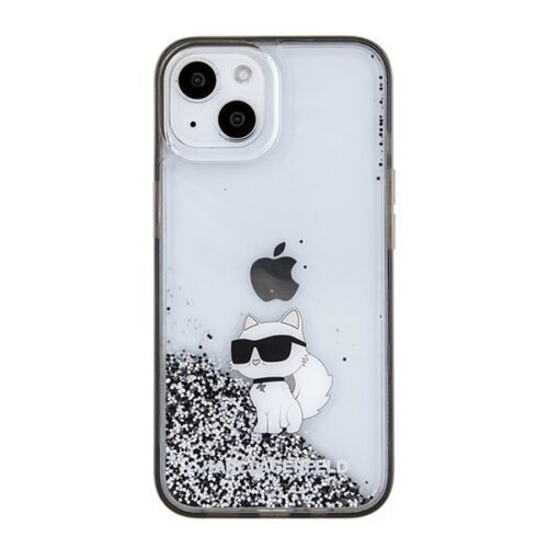 Karl Lagerfeld KLHCP15SLKCNSK iPhone 15 6.1" átlátszó keménytok folyékony csillámos Choupette - Image 2
