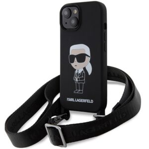Karl Lagerfeld KLHCP15SSCBSKNK iPhone 15 6.1" keménytok fekete Crossbody Szilikon ikonikus ikonikus