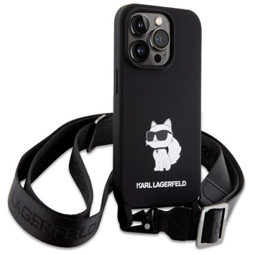 Karl Lagerfeld KLHCP15XSCBSCNK iPhone 15 Pro Max 6.7" keménytok fekete Crossbody szilikon Choupette - Image 2