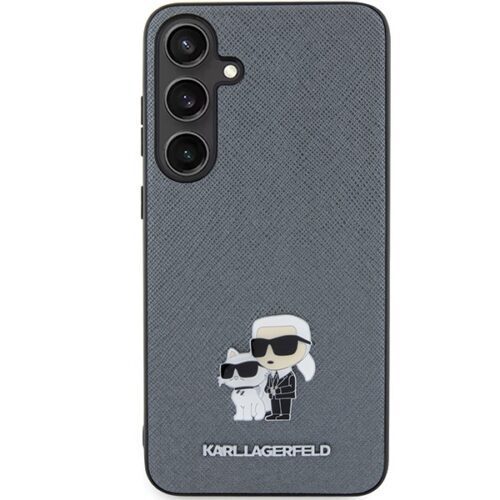 Karl Lagerfeld KLHCS24SPSAKCMPG S24 S921 keménytok szürke Saffiano Karl és Choupette fém kitűző - Image 2