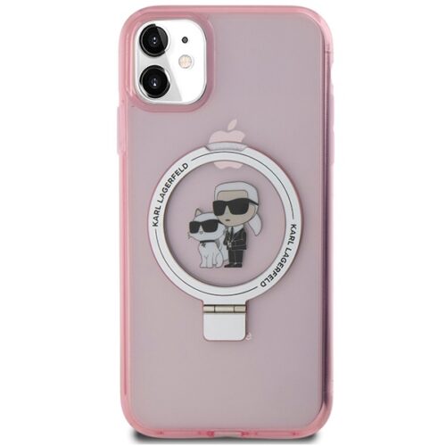 Karl Lagerfeld KLHMN61HMRSKCP iPhone 11 6.1" rózsaszín keménytok Gyűrűs állvány Karl&Choupettte MagSafe - Image 2