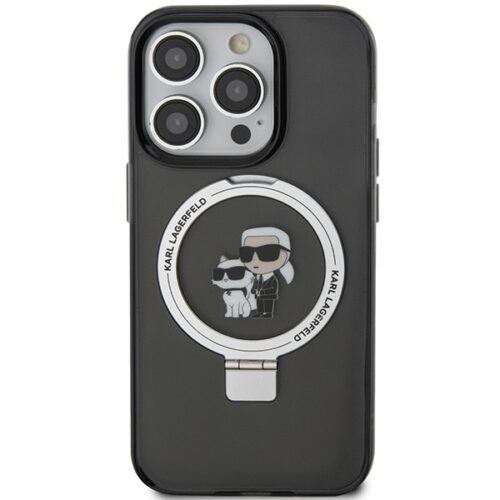 Karl Lagerfeld KLHMP13LHMRSKCK iPhone 13 Pro 6.1" fekete keménytok gyűrűs állvány Karl&Choupettte MagSafe - Image 2