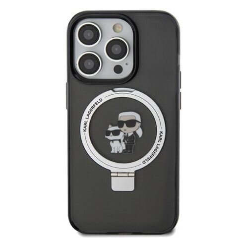 Karl Lagerfeld KLHMP14LHMRSKCK iPhone 14 Pro 6.1" fekete keménytok gyűrűs állvány Karl&Choupettte MagSafe - Image 2