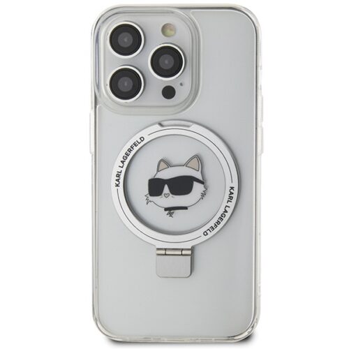 Karl Lagerfeld KLHMP15LHMRSCHH iPhone 15 Pro 6.1" fehér keménytok gyűrűs állvány Choupette Head MagSafe - Image 2