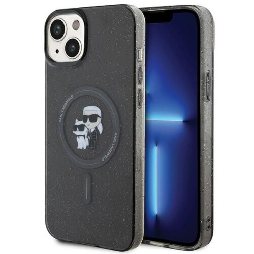 Karl Lagerfeld KLHMP15MHGKCNOK iPhone 15 Plus 6.7" fekete keménytok Karl&Choupette Glitter MagSafe