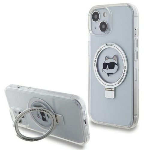 Karl Lagerfeld KLHMP15MHMRSCHH iPhone 15 Plus 6.7" fehér keménytok gyűrűs állvány Choupette Head MagSafe