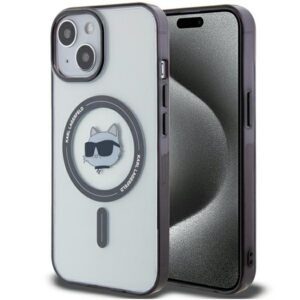 Karl Lagerfeld KLHMP15SHCHNOTK iPhone 15 6.1" átlátszó keménytok IML Choupette's Head MagSafe
