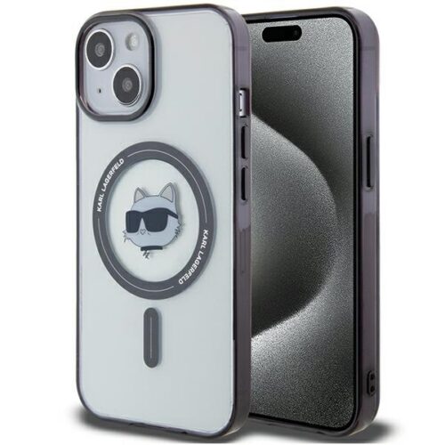 Karl Lagerfeld KLHMP15SHCHNOTK iPhone 15 6.1" átlátszó keménytok IML Choupette's Head MagSafe