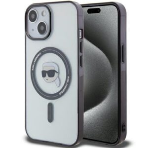 Karl Lagerfeld KLHMP15SHKHNOTK iPhone 15 6.1" átlátszó keménytok IML Karl's Head MagSafe