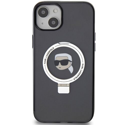 Karl Lagerfeld KLHMP15SHMRSKHK iPhone 15 6.1" fekete keménytok gyűrűs állvány Karl Head MagSafe - Image 2