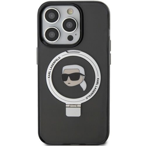 Karl Lagerfeld KLHMP15XHMRSKSKHK iPhone 15 Pro Max 6.7" fekete keménytok gyűrűs állvány Karl Head MagSafe - Image 2