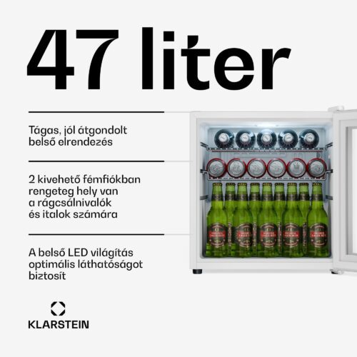 Klarstein Beersafe italhűtő tükrös üvegajtóval | 44 x 48 cm | 85 W | 47 liter | Fehér - Image 2