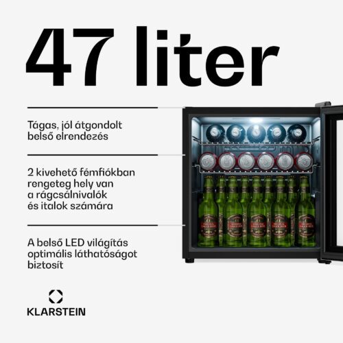 Klarstein Beersafe italhűtő üvegajtóval | 44 x 48 cm | LED-es belső világítás | Ezüst - Image 2