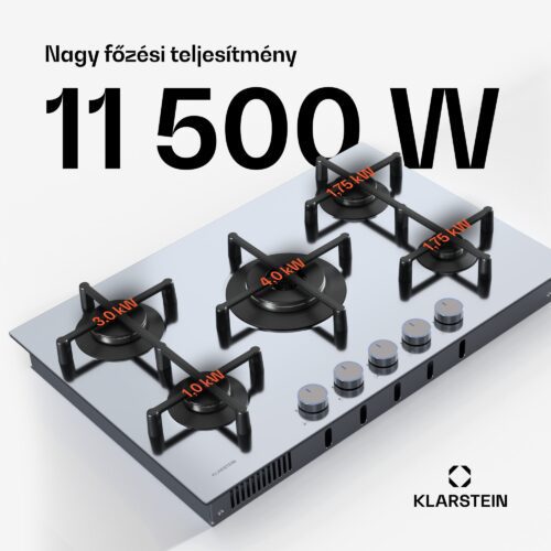 Klarstein Illuminosa 5 gáz főzőlap 5 Sabaf égő rozsdamentes acélból - Image 2