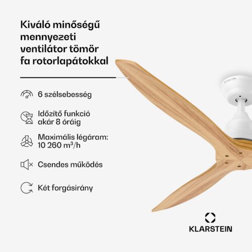 Klarstein Santa Elena mennyezeti ventilátor | 132 cm | 35 W | 25 m² | Csendes működés | Fa - Image 2