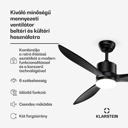 Klarstein SkyBreeze intelligens mennyezeti ventilátor világítással | 132 cm | 27 W | Csendes | LED | Fa - Image 2