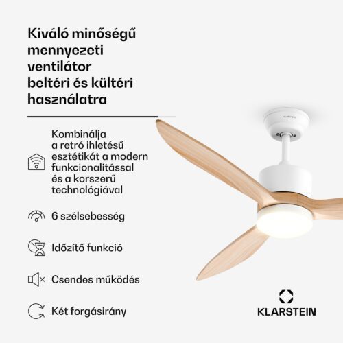 Klarstein SkyBreeze intelligens mennyezeti ventilátor világítással | 132 cm | 27 W | Csendes | LED | Fa - Image 2