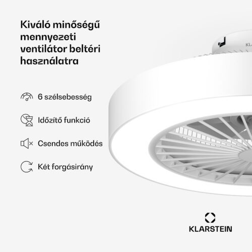 Klarstein ZenBreeze intelligens mennyezeti ventilátor világítással | 48 cm | 16 W | Csendes | LED | Akril - Image 2