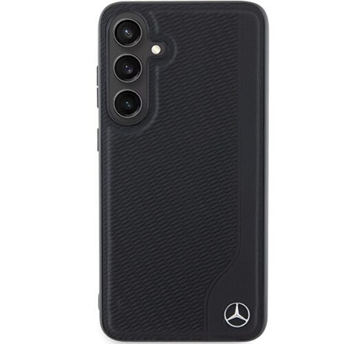 Mercedes MEHMS24Samsung Galaxy S23RBGVK S24 S921 fekete keménytok bőr dombornyomott vonalas MagSafe - Image 2